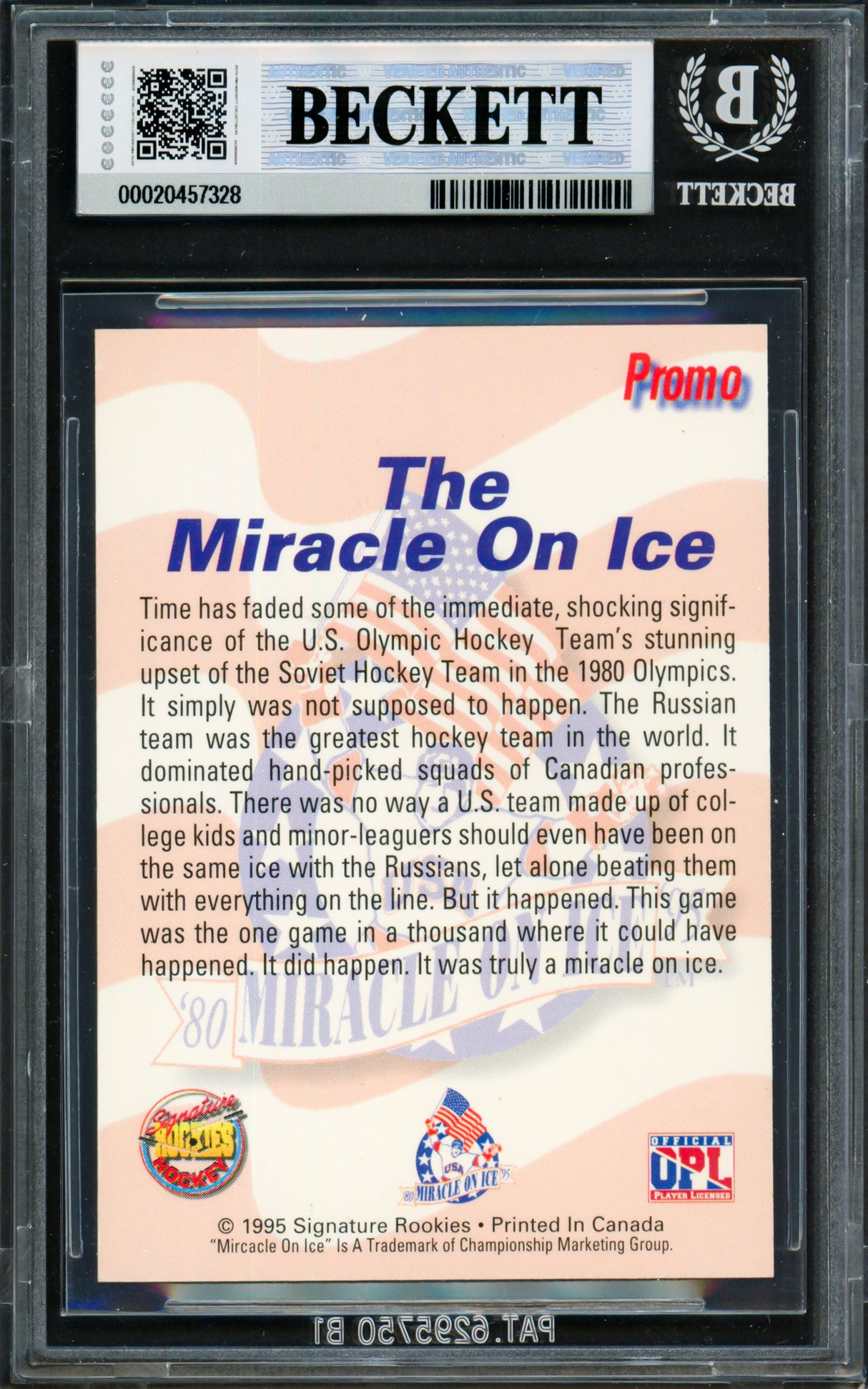 Herb Brooks Autographed 1995 Signature Rookies Card 1980 Team USA Beckett BAS #20457328