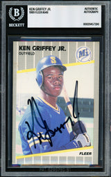 Ken Griffey Jr. Autographed 1989 Fleer Card #548 Seattle Mariners Beckett BAS #20457396