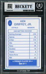 Ken Griffey Jr. Autographed 1989 Premier Player Card #2 Seattle Mariners Beckett BAS #20457401