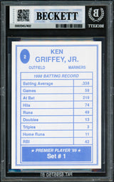 Ken Griffey Jr. Autographed 1989 Premier Player Card #2 Seattle Mariners Beckett BAS #20457402