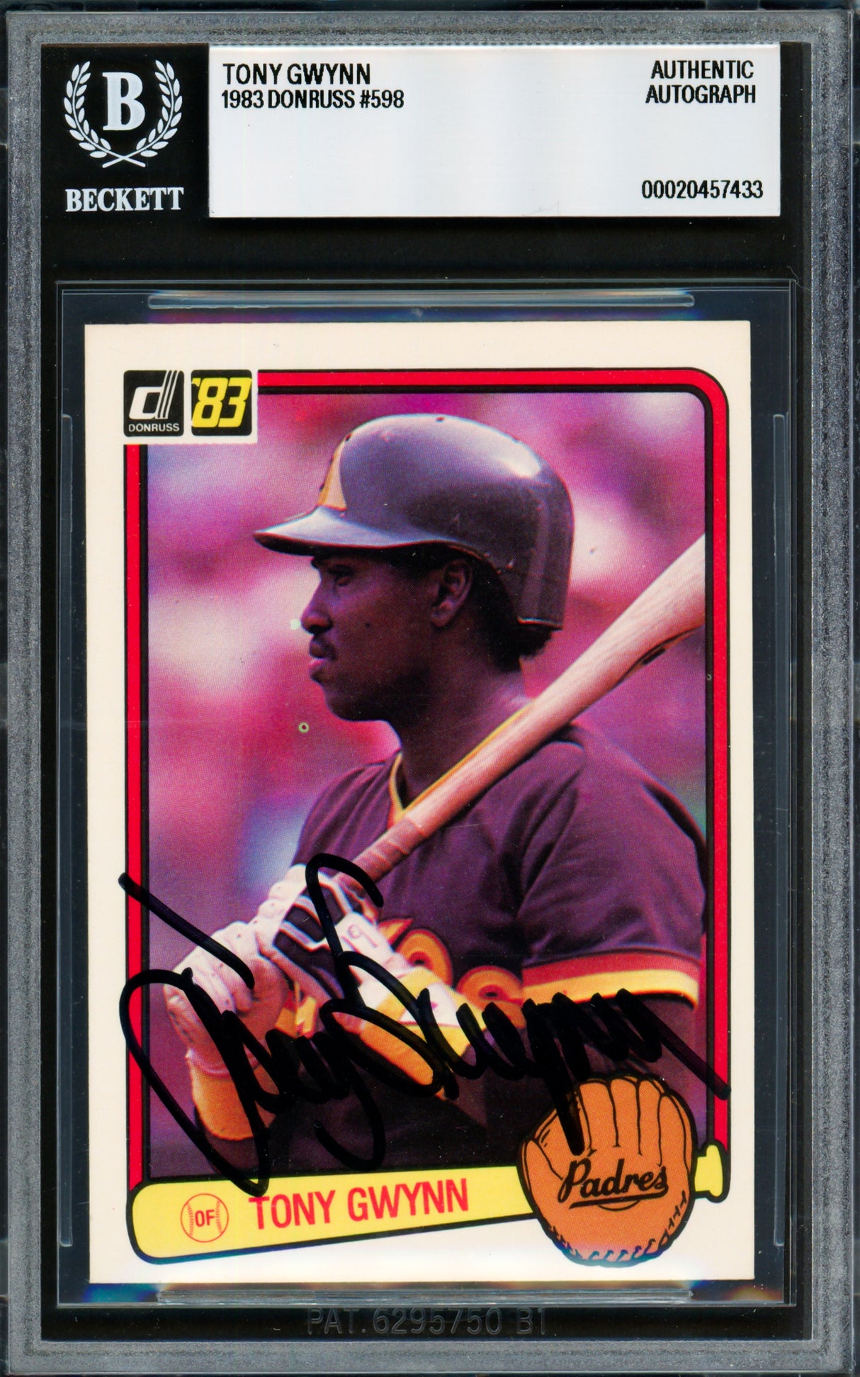 Tony Gwynn Autographed 1983 Donruss Card #598 San Diego Padres Beckett BAS #20457433