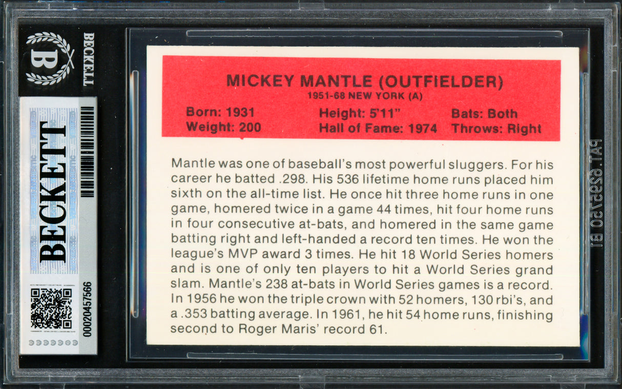 Mickey Mantle Autographed 1987 Hygrade Baseball's All Time Greats Rookie Card New York Yankees Beckett BAS #20457566