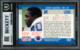 Barry Sanders Autographed 1990 Pro Set Card #102 Detroit Lions Beckett BAS #20457679