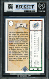 Ken Griffey Jr. Autographed 1989 Upper Deck Rookie Card #1 Seattle Mariners BGS 9 Auto Grade Mint 9 Beckett BAS #20451187