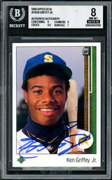 Ken Griffey Jr. Autographed 1989 Upper Deck Rookie Card #1 Seattle Mariners BGS 8 Auto Grade Gem Mint 10 Beckett BAS #20451188