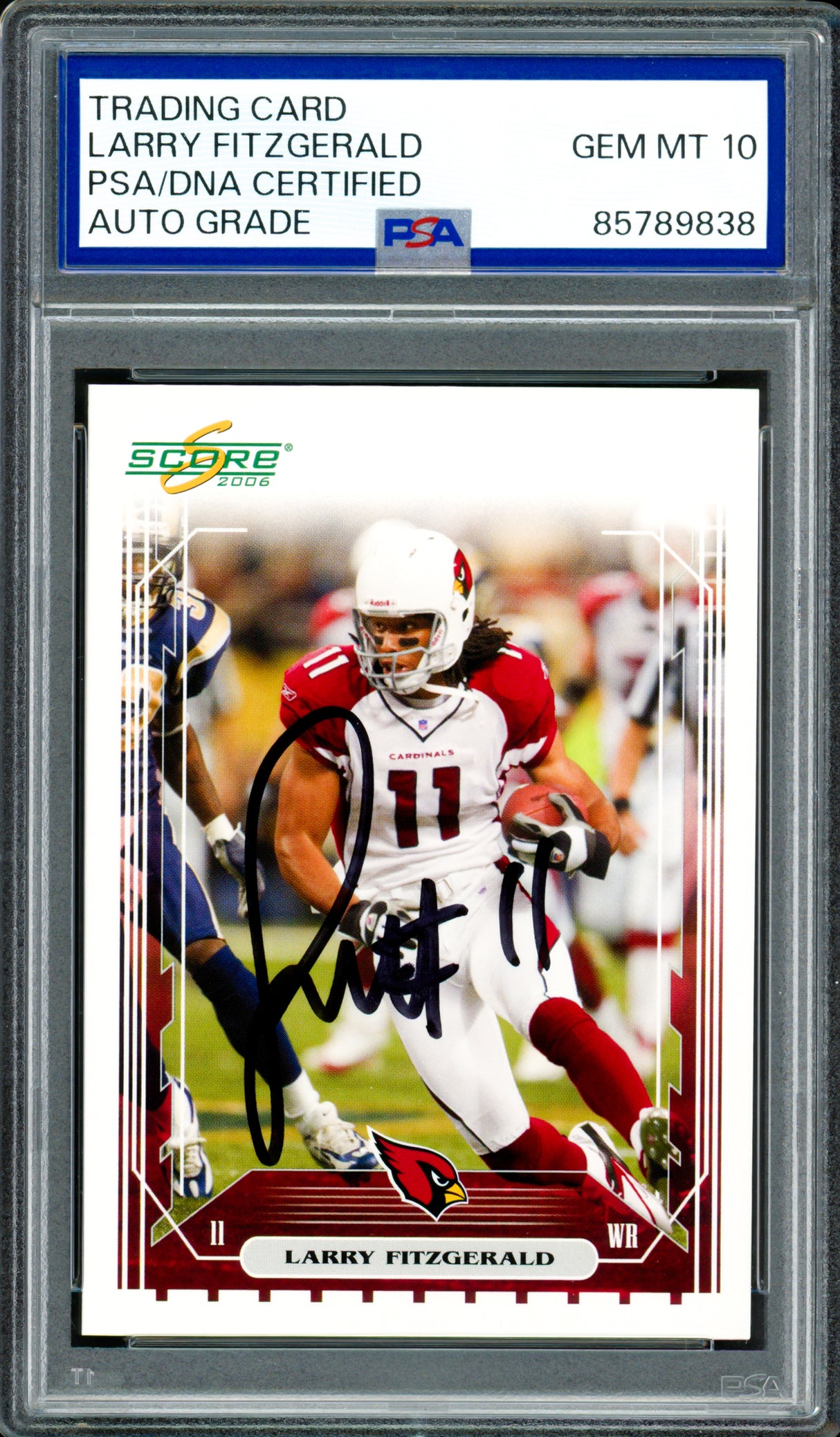 Larry Fitzgerald Autographed 2006 Score Card #4 Arizona Cardinals Auto Grade Gem Mint 10 PSA/DNA #85789838