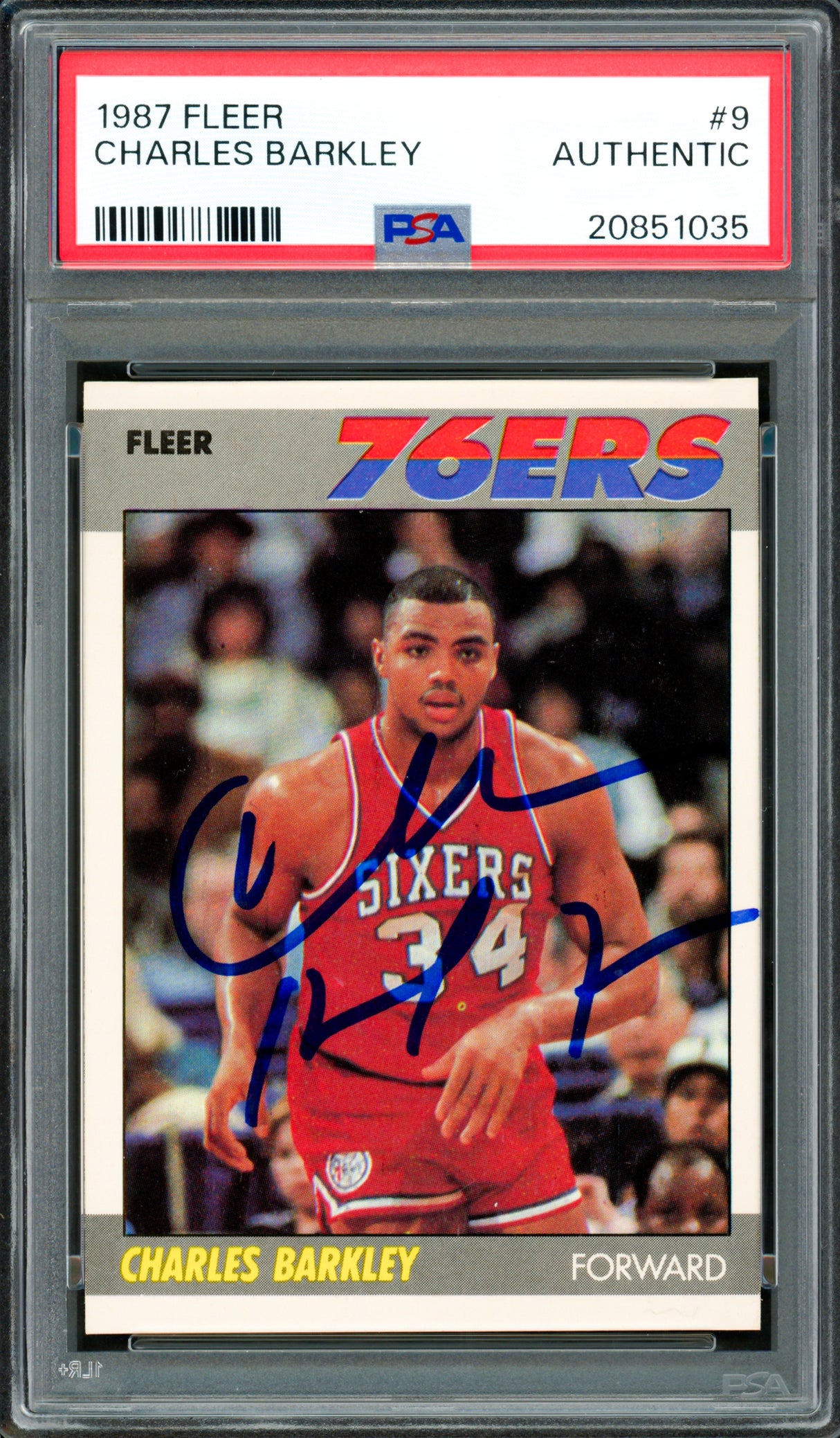 Charles Barkley Autographed 1987-88 Fleer Card #9 Philadelphia 76ers PSA/DNA #20851035
