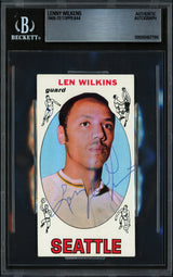 Lenny Len Wilkins Autographed 1969-70 Topps Card #44 Seattle Supersonics Beckett BAS #20457766