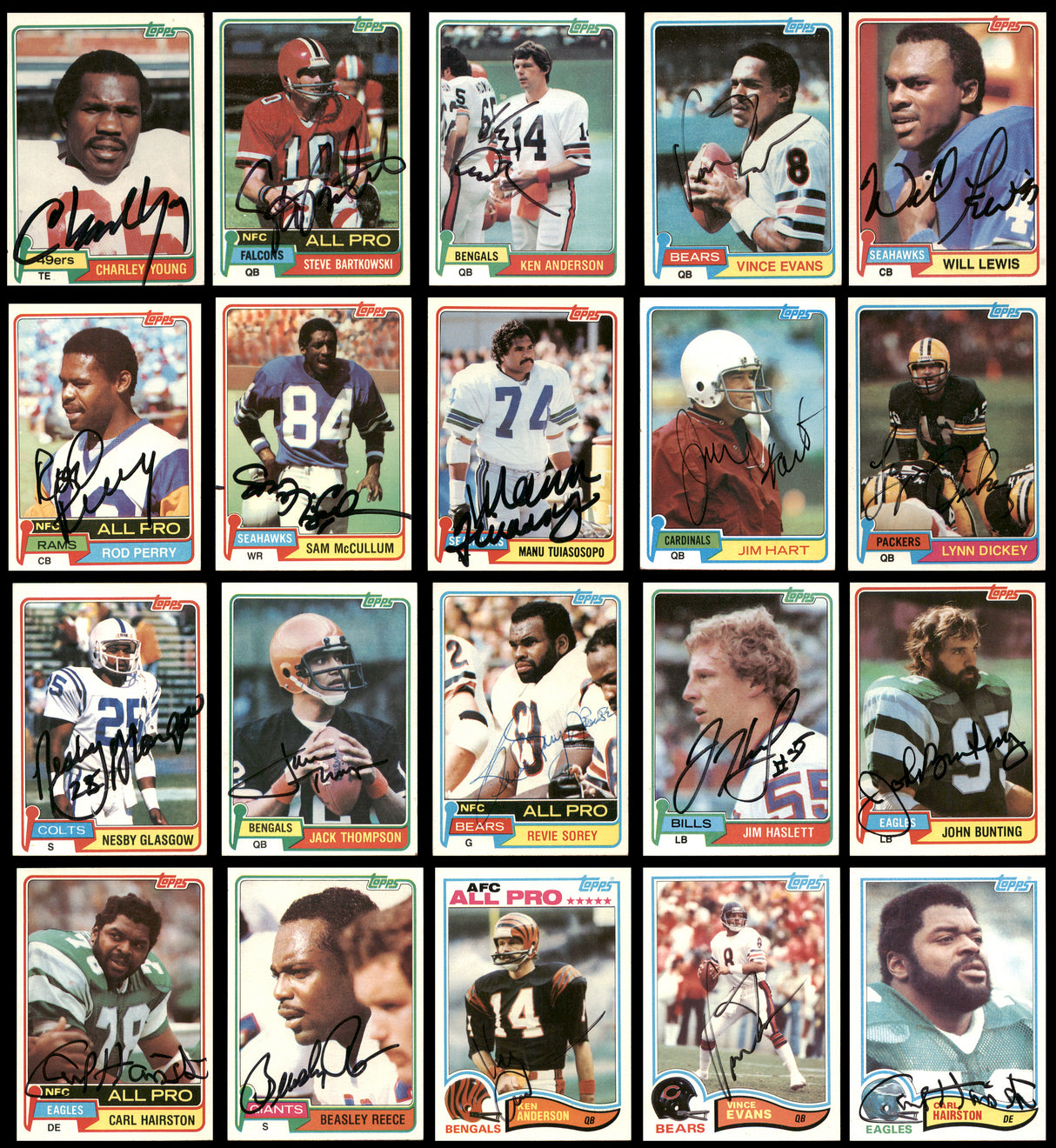104 Count Lot of Autographed 1981-1989 Topps Football Cards (All Different) SKU #266472