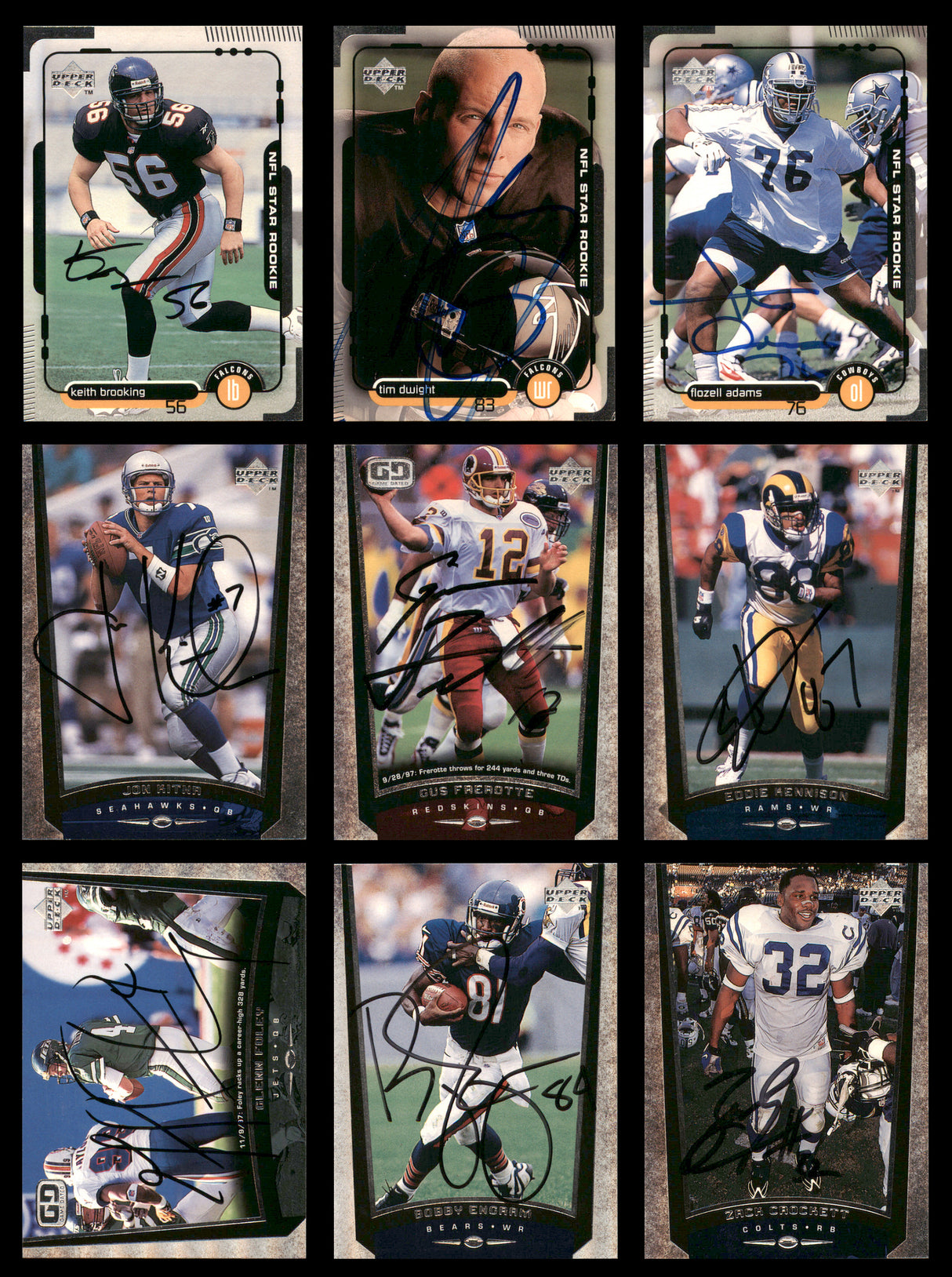 40 Count Lot of Autographed 1998-2000 Upper Deck Football Cards (All Different) SKU #266478