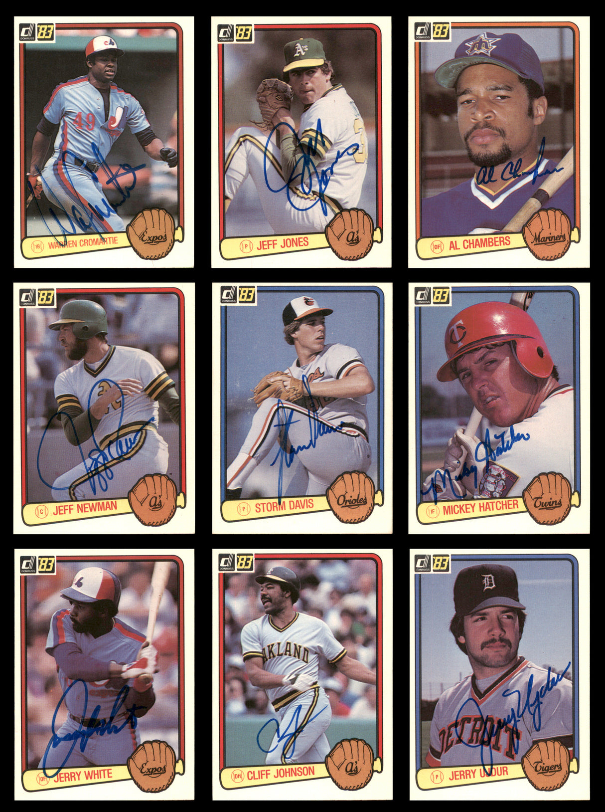 82 Count Lot of Autographed 1983 Donruss Baseball Cards (All Different) SKU #266489