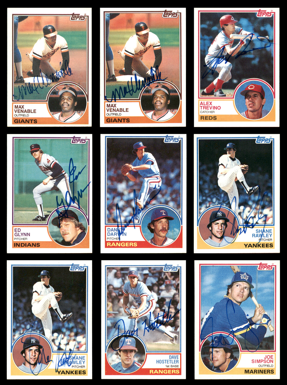 78 Count Lot of Autographed 1983 Topps Baseball Cards SKU #266491