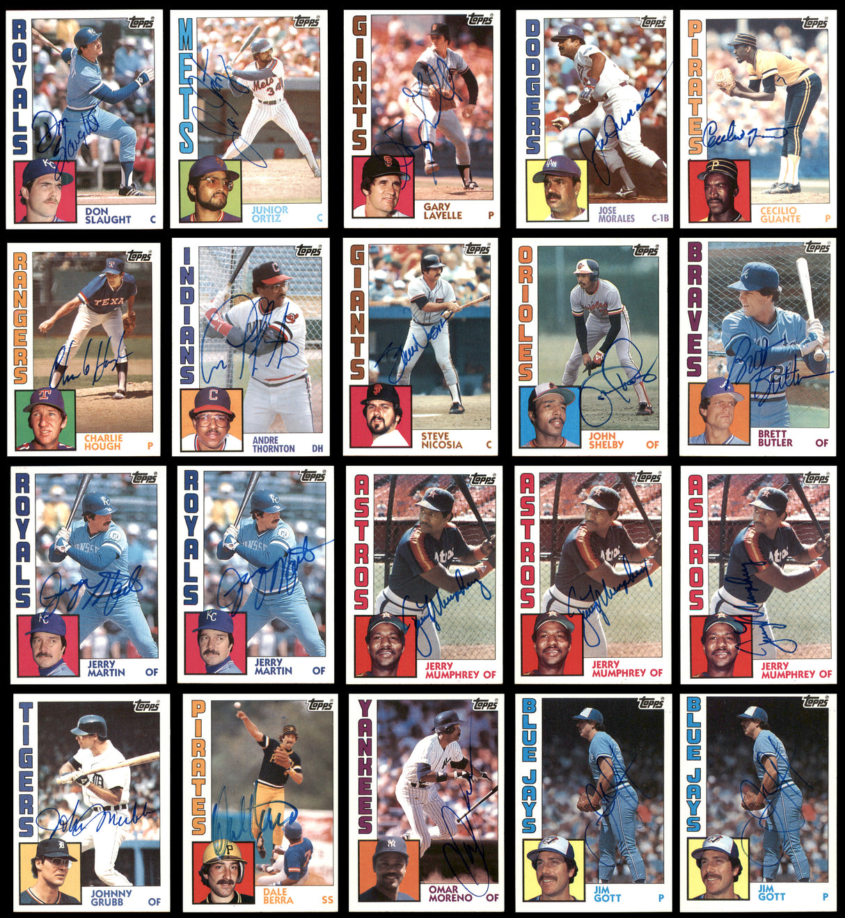 100 Count Lot of Autographed 1984 Topps Baseball Cards SKU #266495