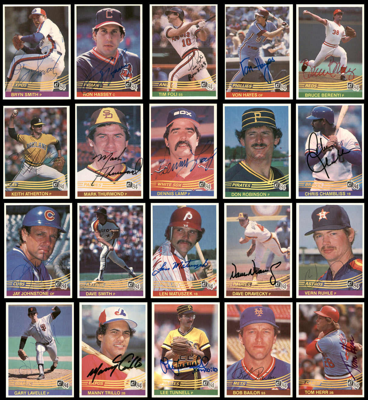 113 Count Lot of Autographed 1984 Donruss Baseball Cards (All Different) SKU #266499
