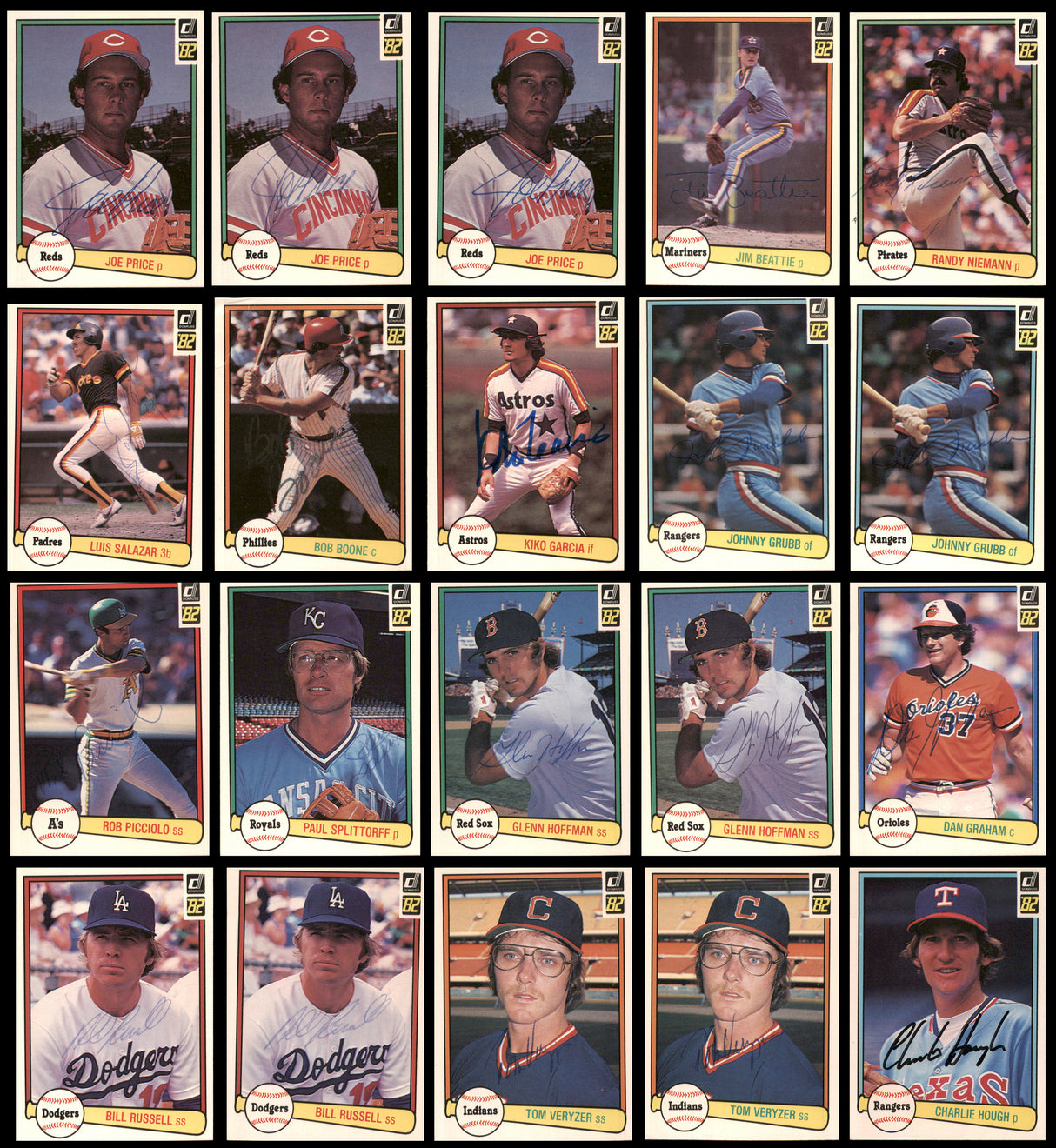 114 Count Lot of Autographed 1982 Donruss Baseball Cards SKU #266504