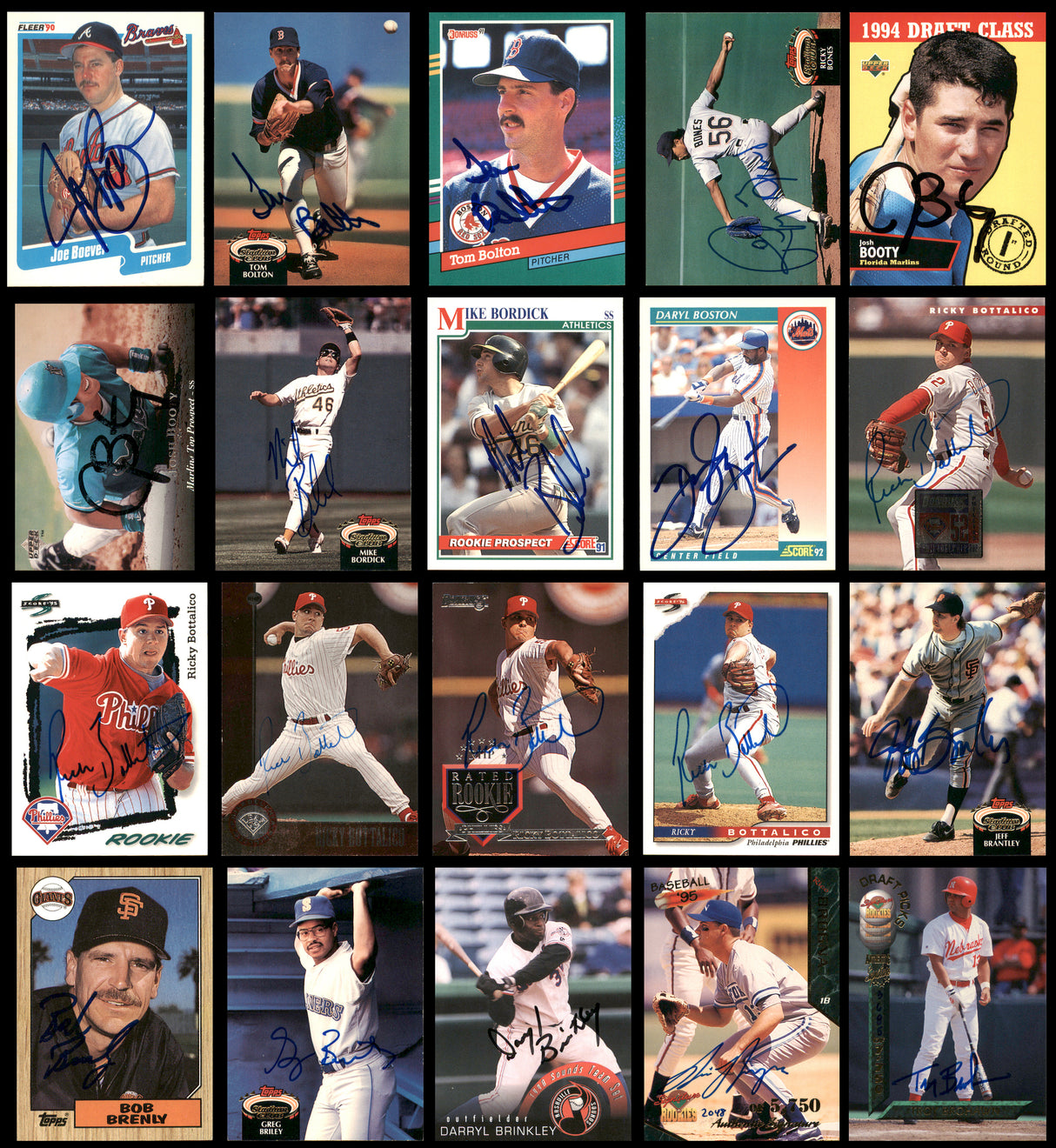 100 Count Lot of Autographed Assorted Baseball Cards (All Different) SKU #266505