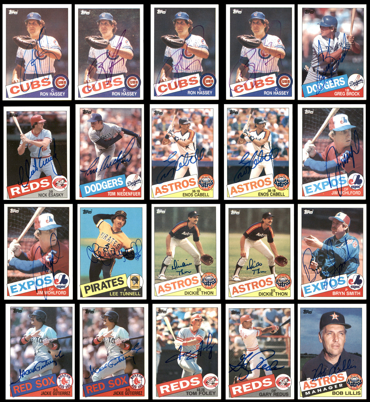 81 Count Lot of Autographed 1985 Topps Baseball Cards SKU #266506