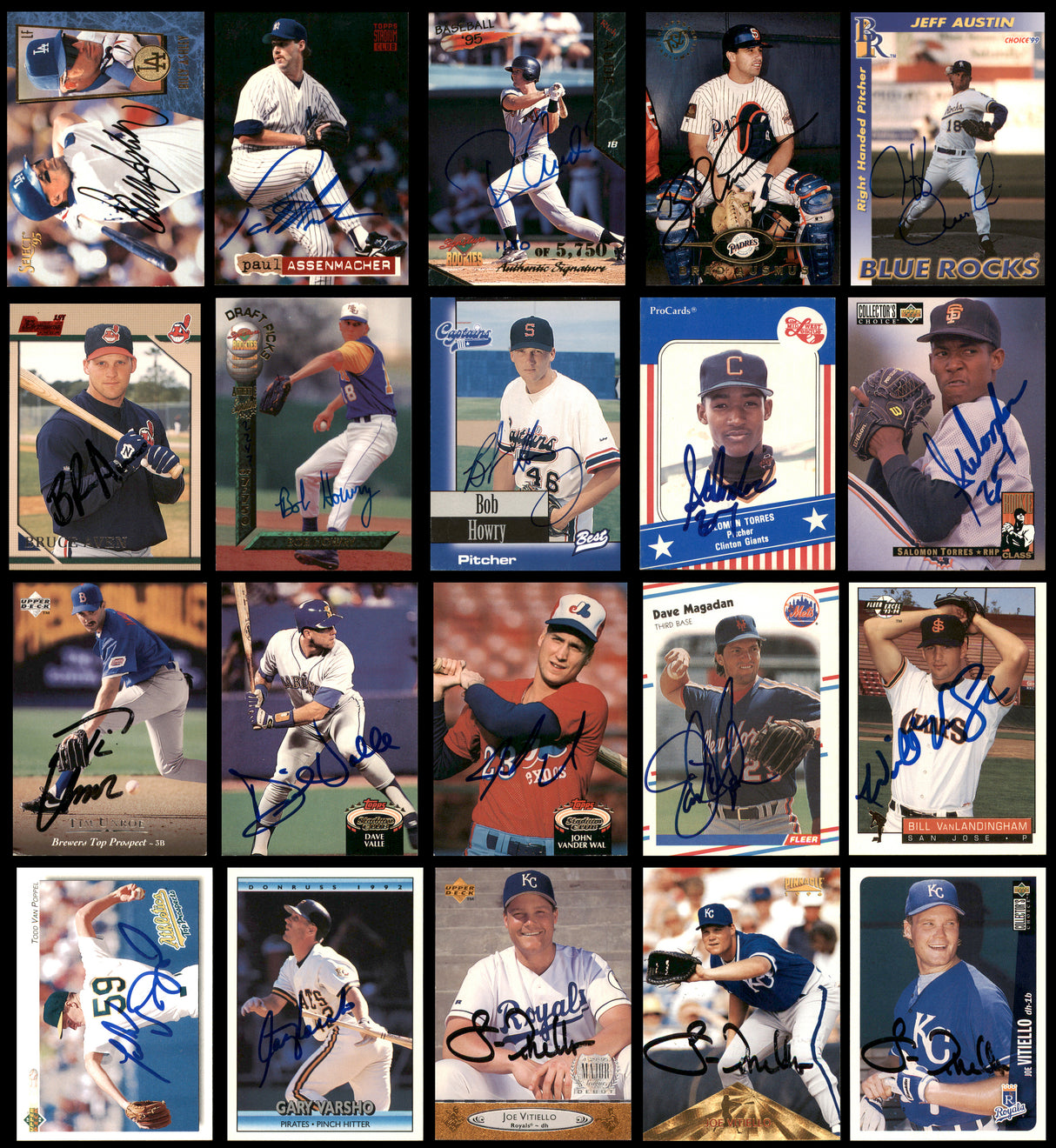 100 Count Lot of Autographed Assorted Baseball Cards (All Different) SKU #266510