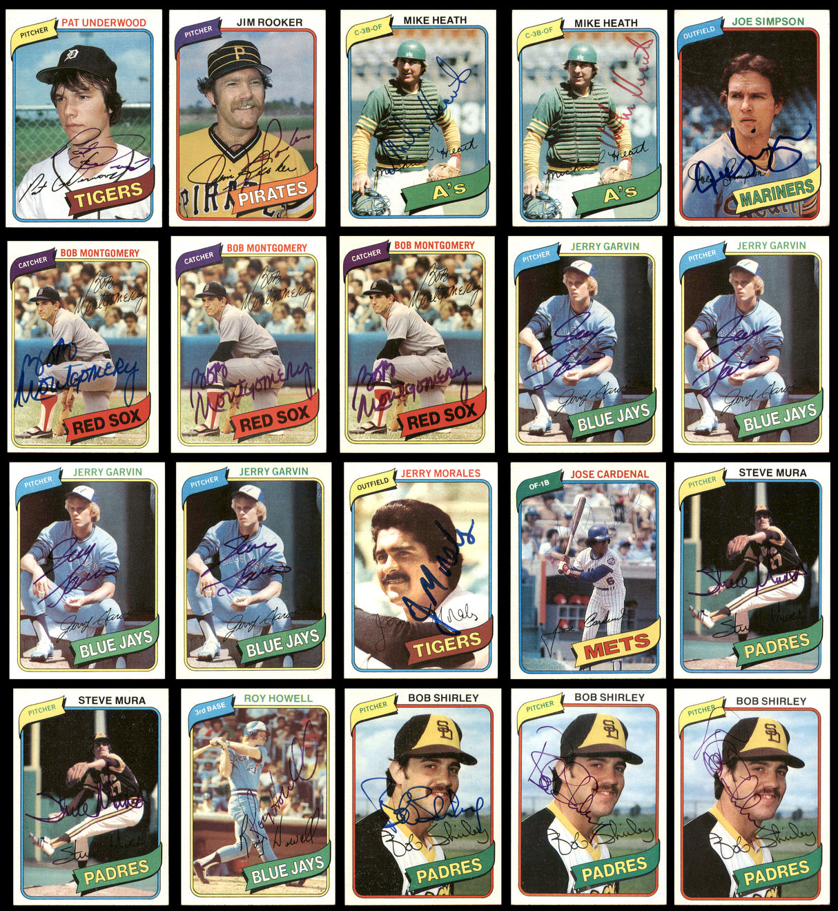 75 Count Lot of Autographed 1980 Topps Baseball Cards SKU #266512