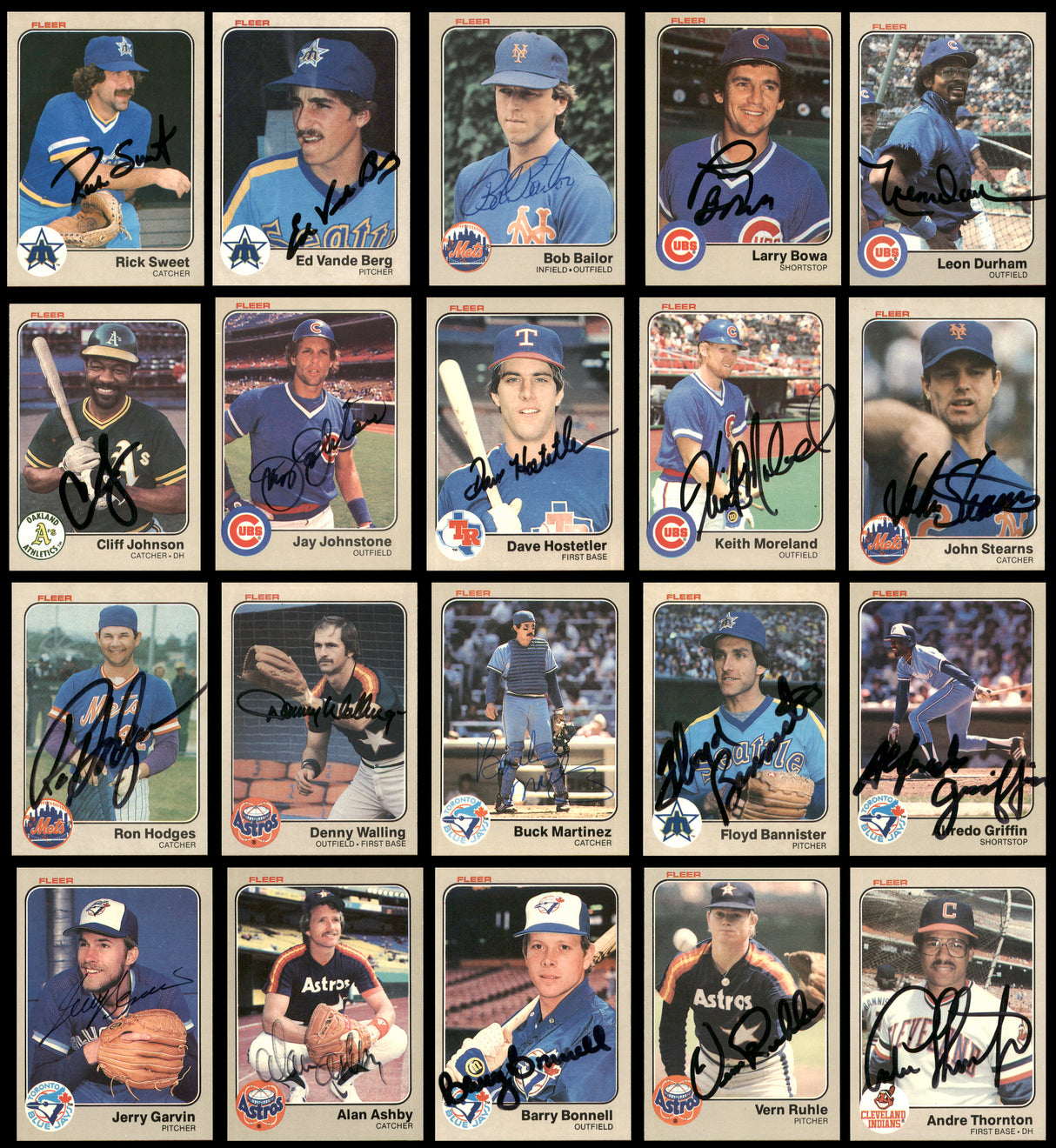 102 Count Lot of Autographed 1983 Fleer Baseball Cards (All Different) SKU #266516