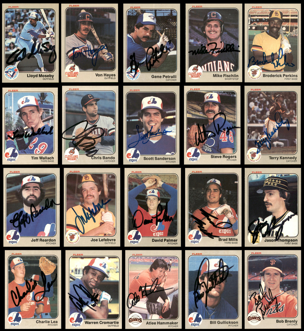 102 Count Lot of Autographed 1983 Fleer Baseball Cards (All Different) SKU #266516