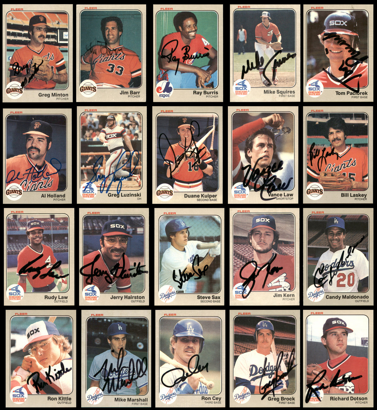 102 Count Lot of Autographed 1983 Fleer Baseball Cards (All Different) SKU #266516