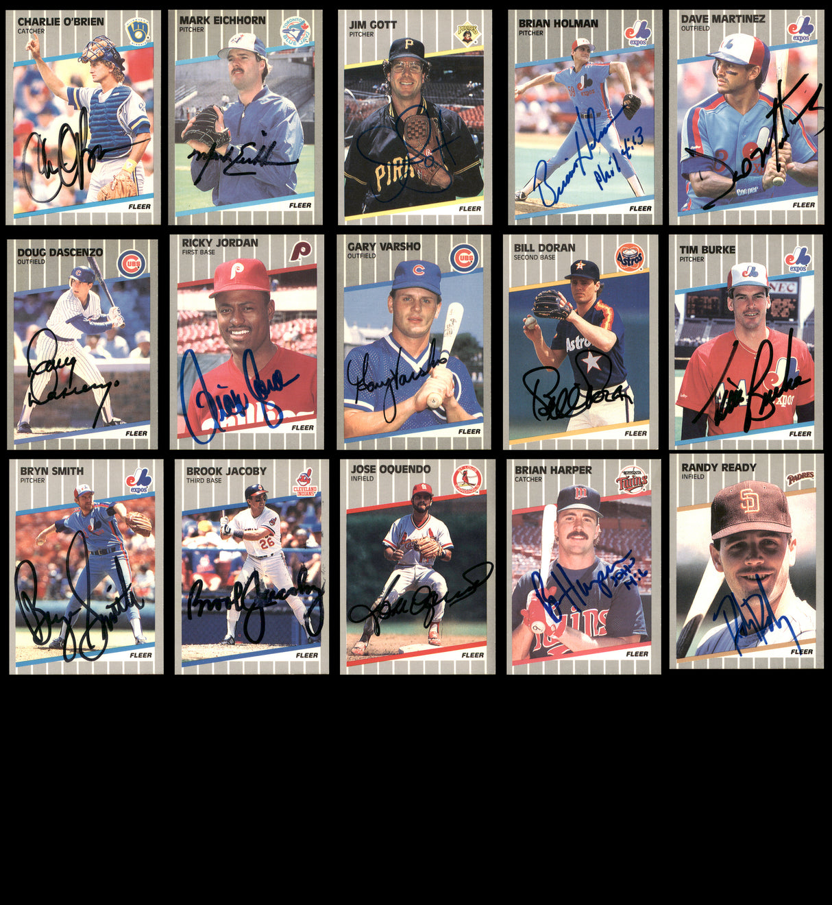 75 Count Lot of Autographed 1989 Fleer Baseball Cards (All Different) SKU #266517