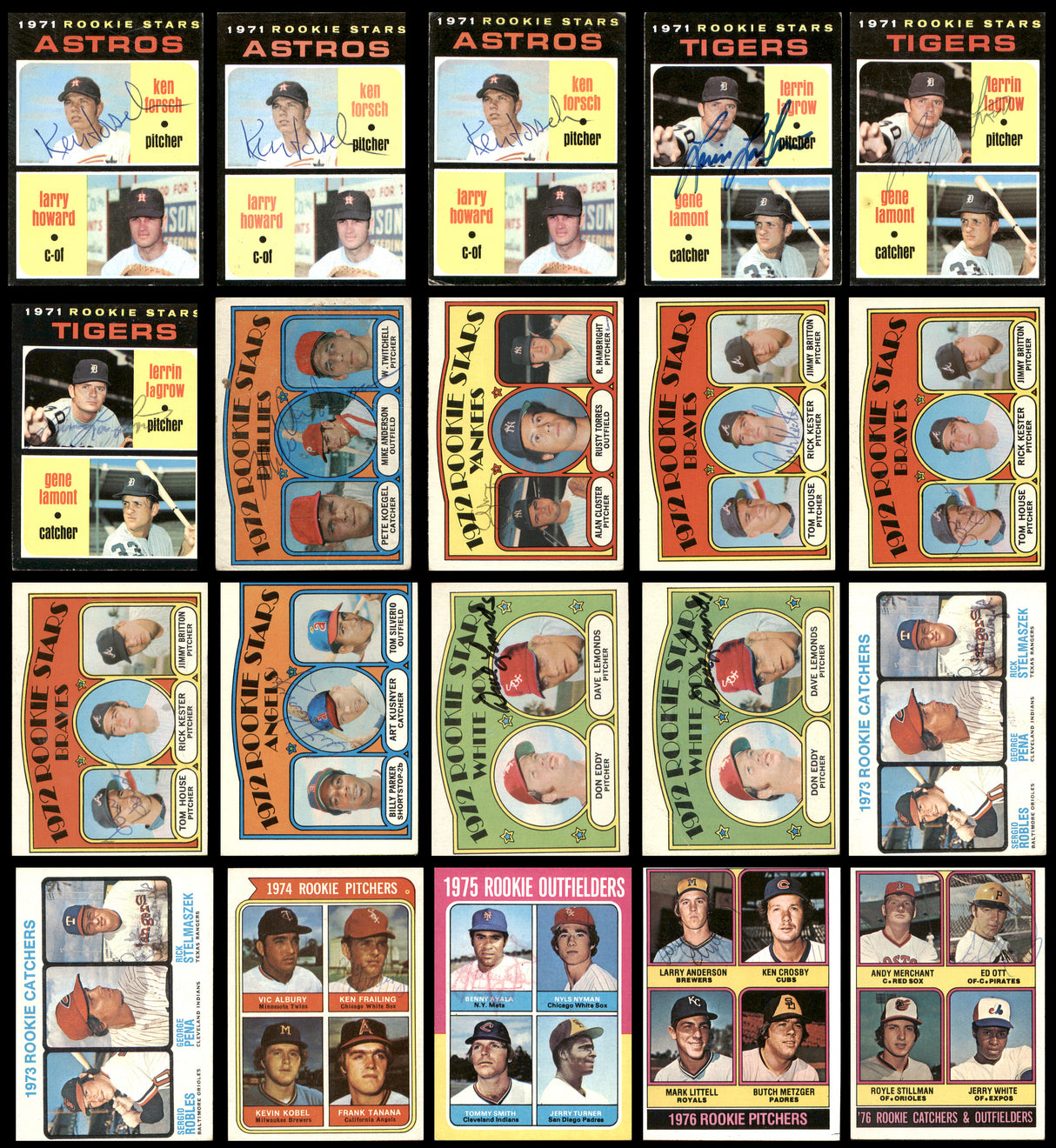 89 Count Lot of Autographed 1964-1982 Topps Baseball Rookie Cards SKU #266518
