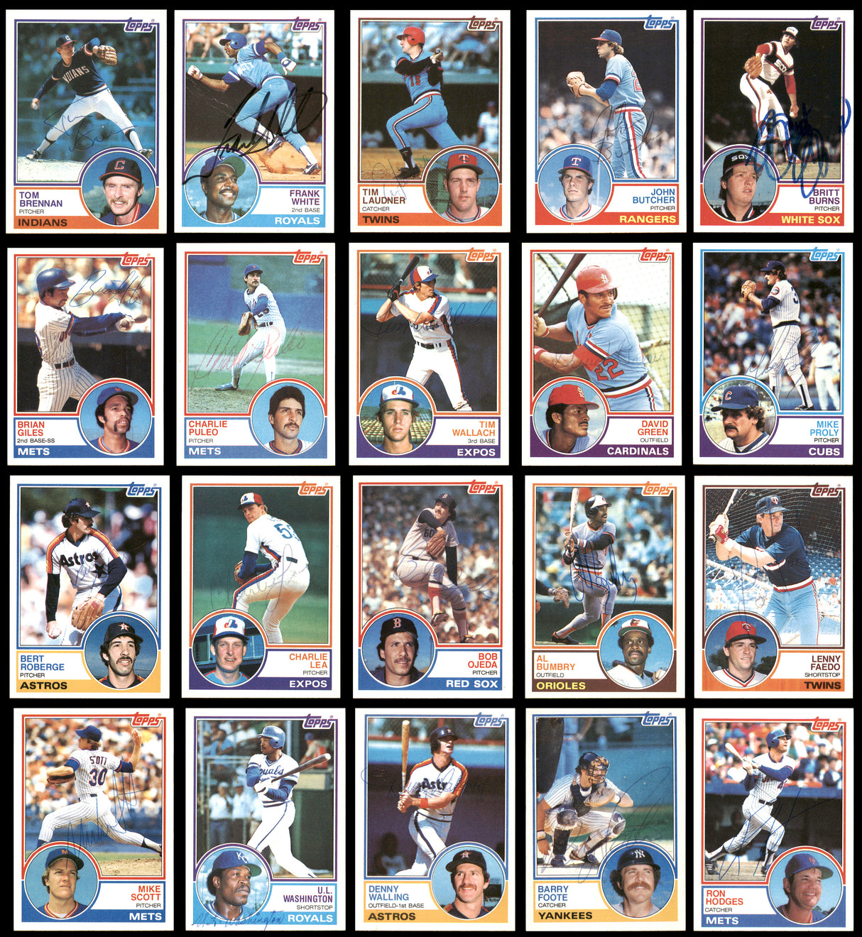 92 Count Lot of Autographed 1983 Topps Baseball Cards (All Different) SKU #266520