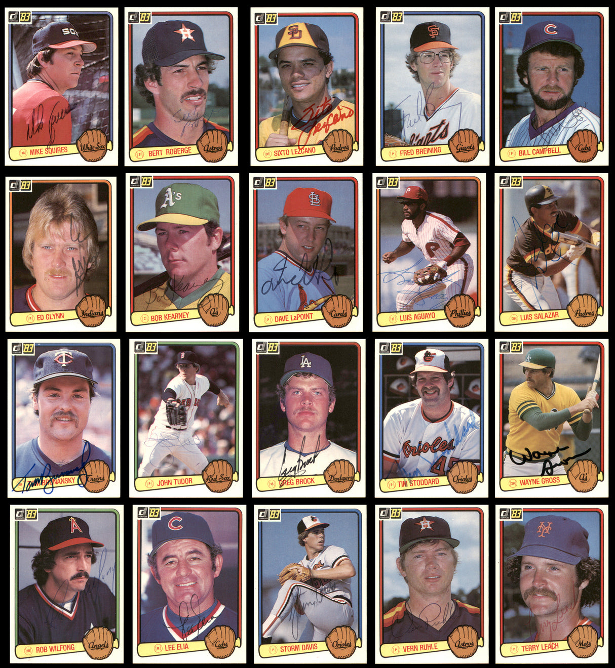 83 Count Lot of Autographed 1983 Donruss Baseball Cards (All Different) SKU #266521