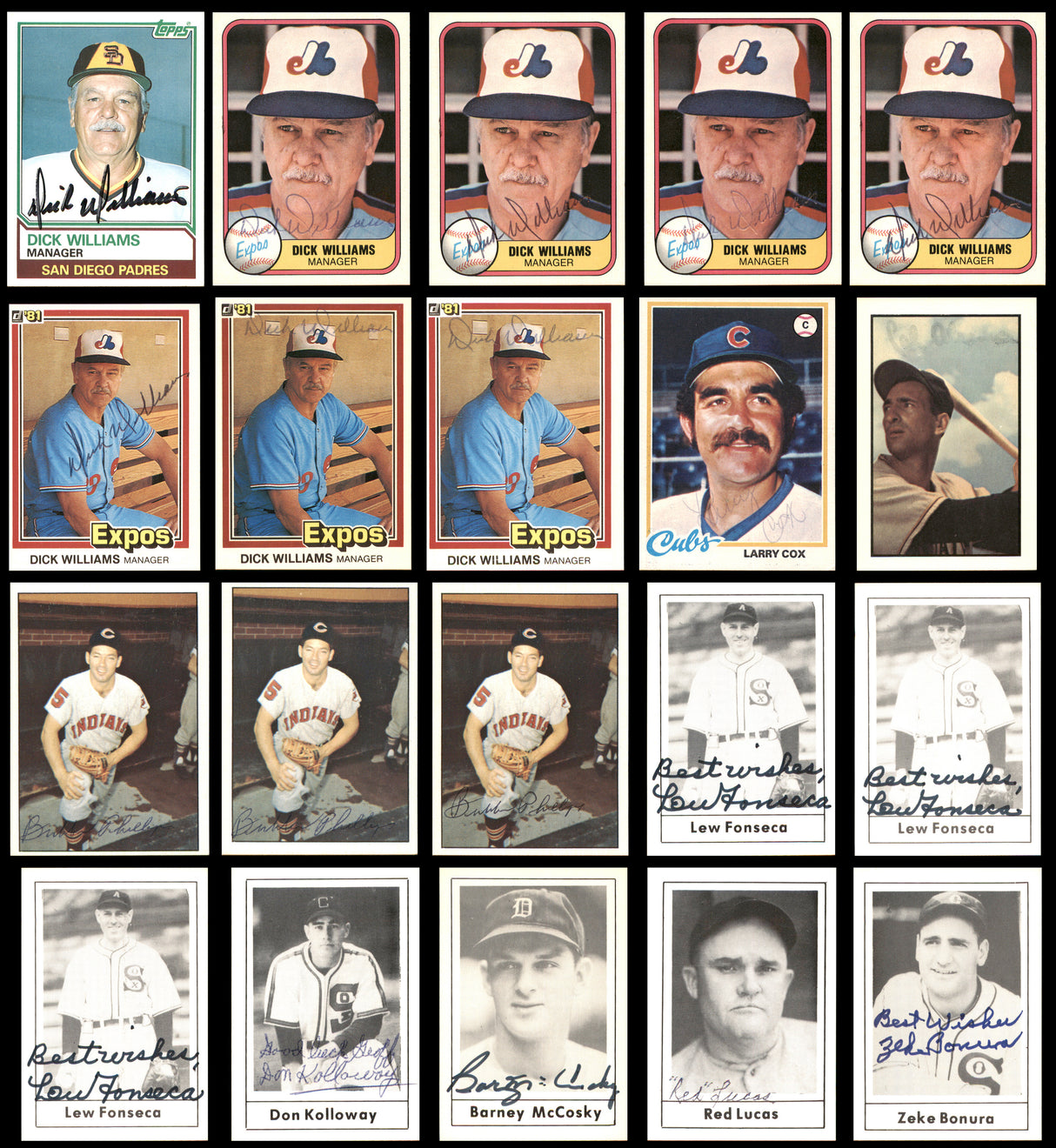 83 Count Lot of Autographed 1978-1991 Baseball Cards SKU #266522