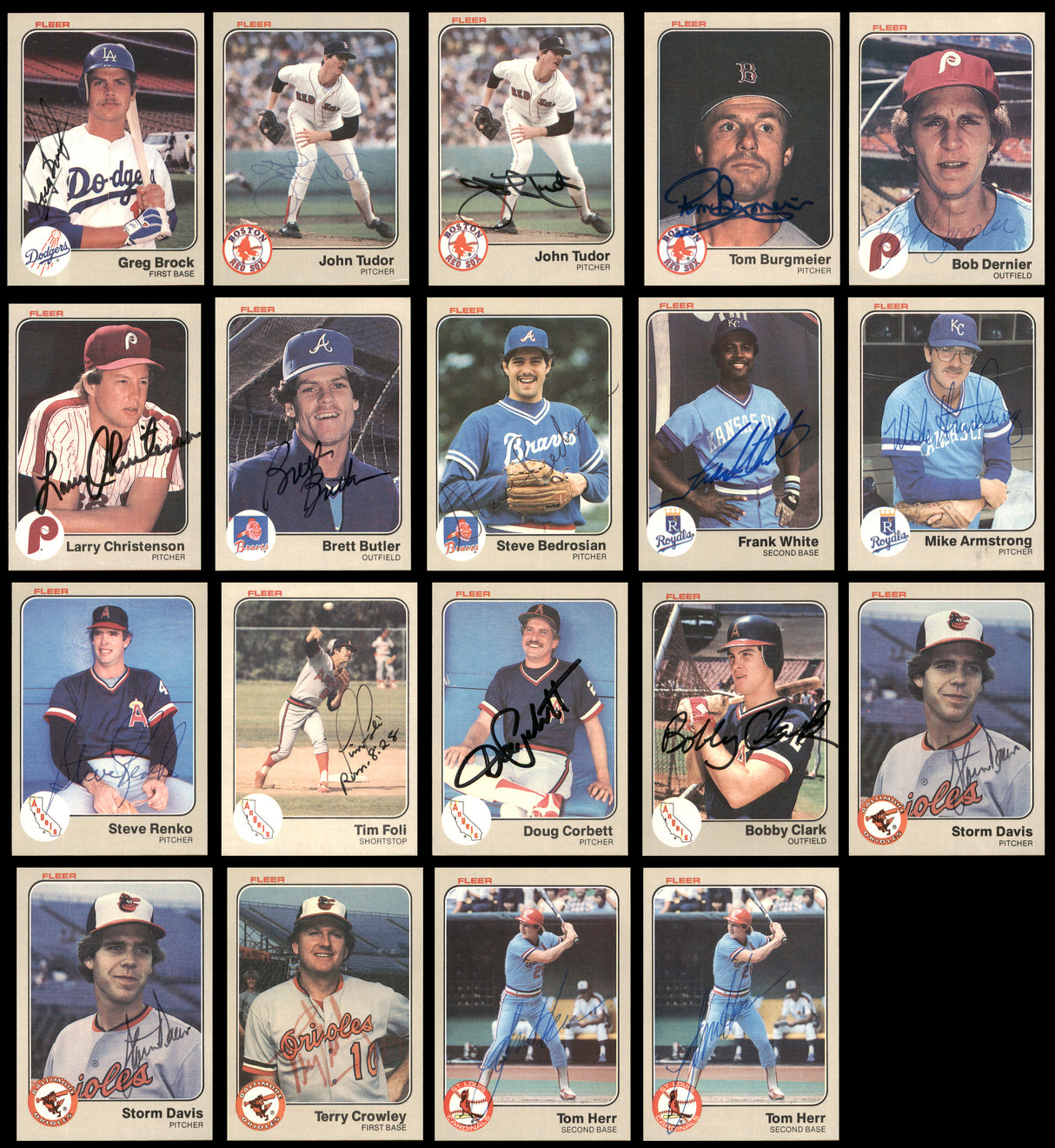 99 Count Lot of Autographed 1983 Topps, Donruss & Fleer Baseball Cards SKU #266523