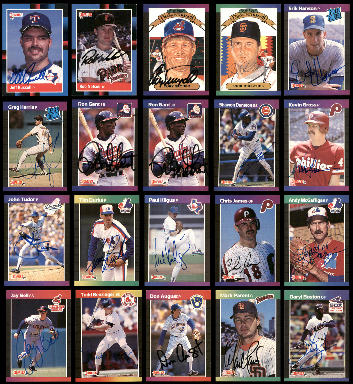 100 Count Lot of Autographed 1984-1991 Baseball Cards SKU #266525