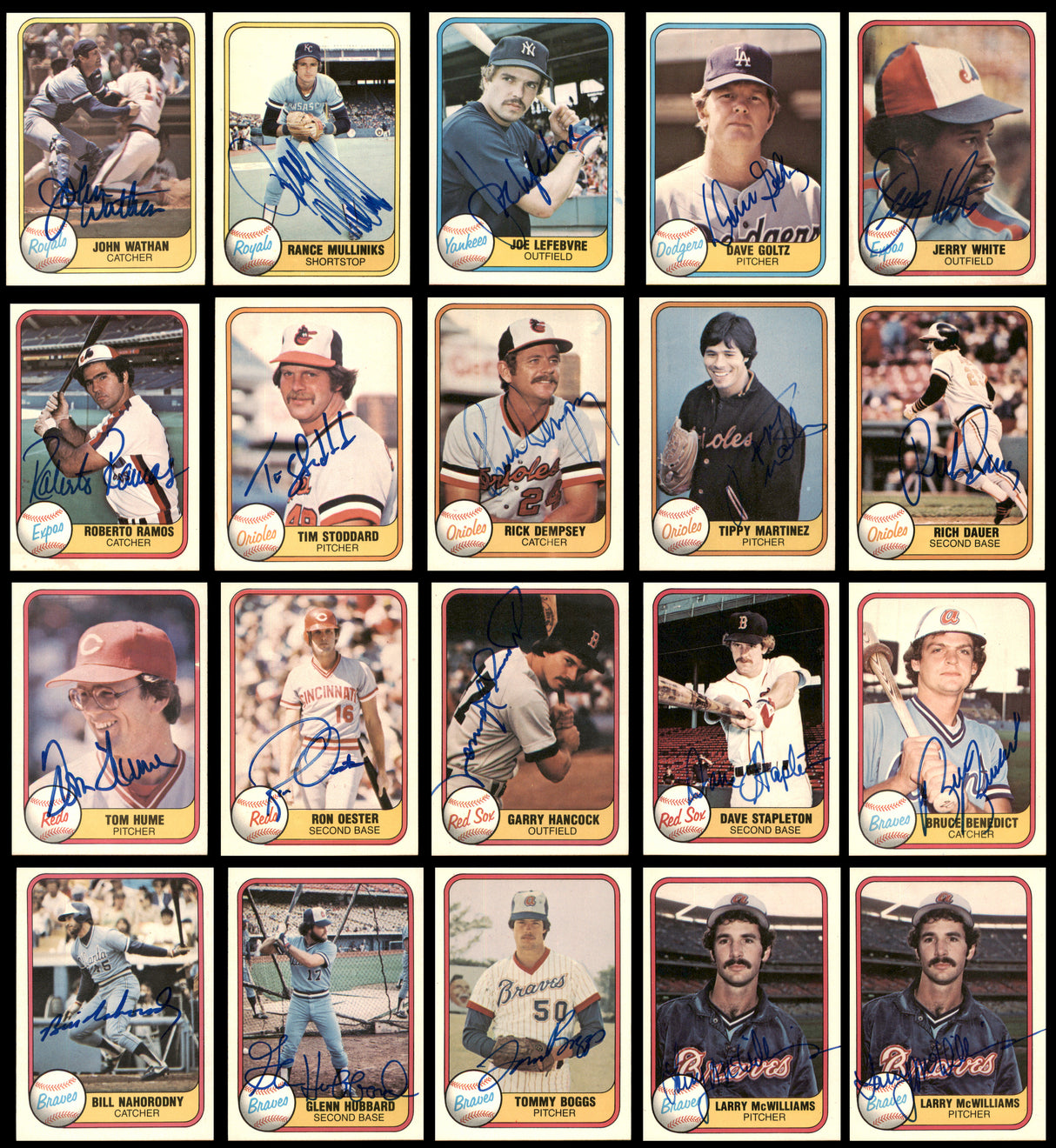 55 Count Lot of Autographed 1981 Fleer Baseball Cards SKU #266526