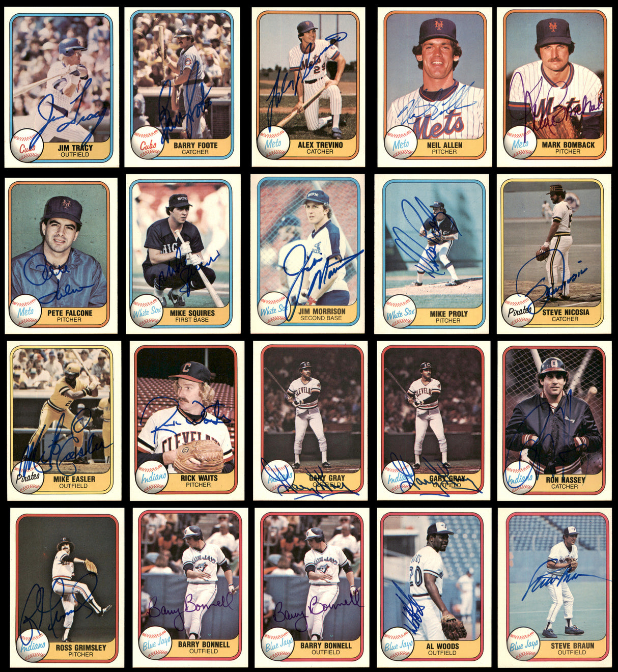 55 Count Lot of Autographed 1981 Fleer Baseball Cards SKU #266526
