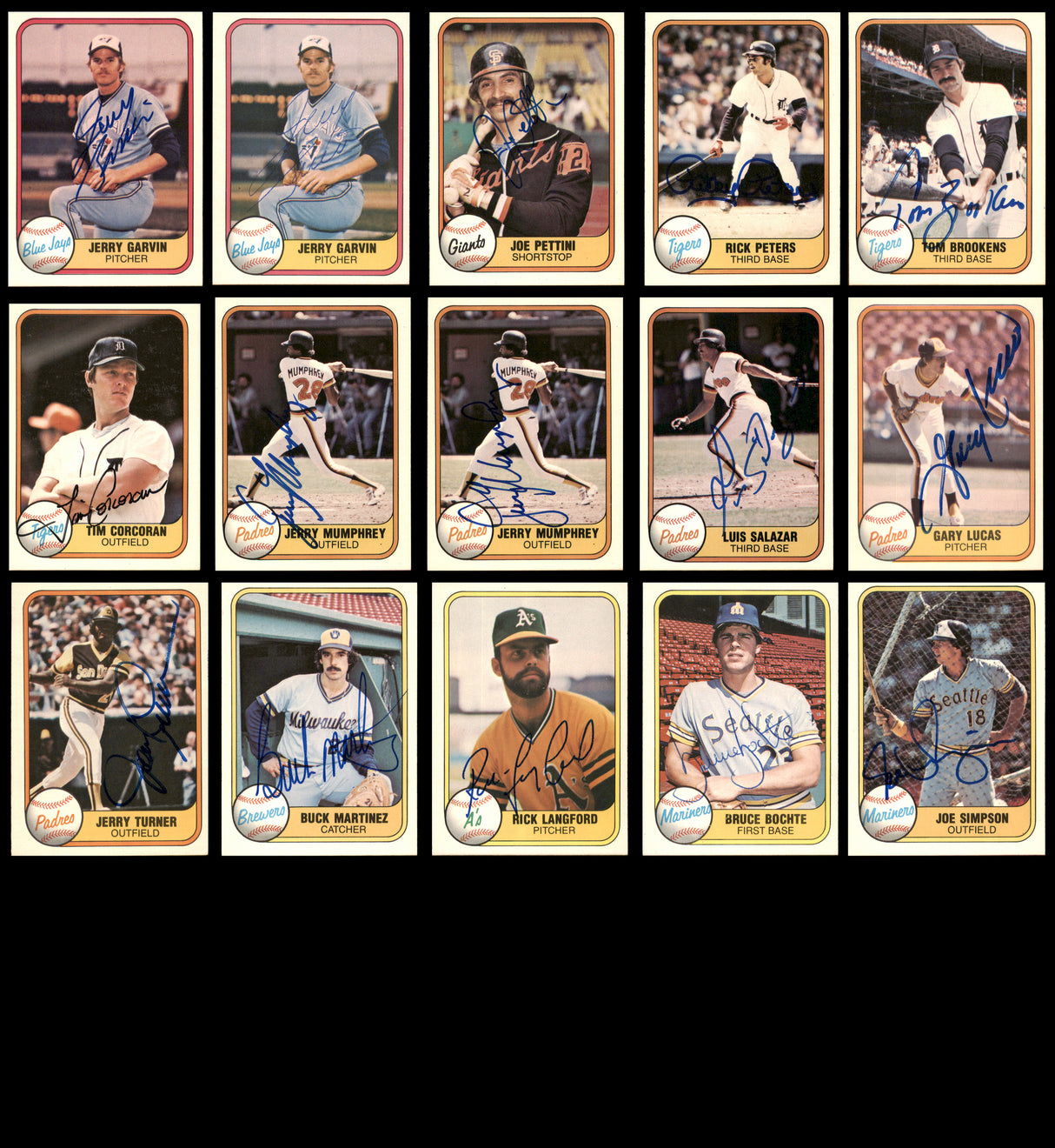 55 Count Lot of Autographed 1981 Fleer Baseball Cards SKU #266526