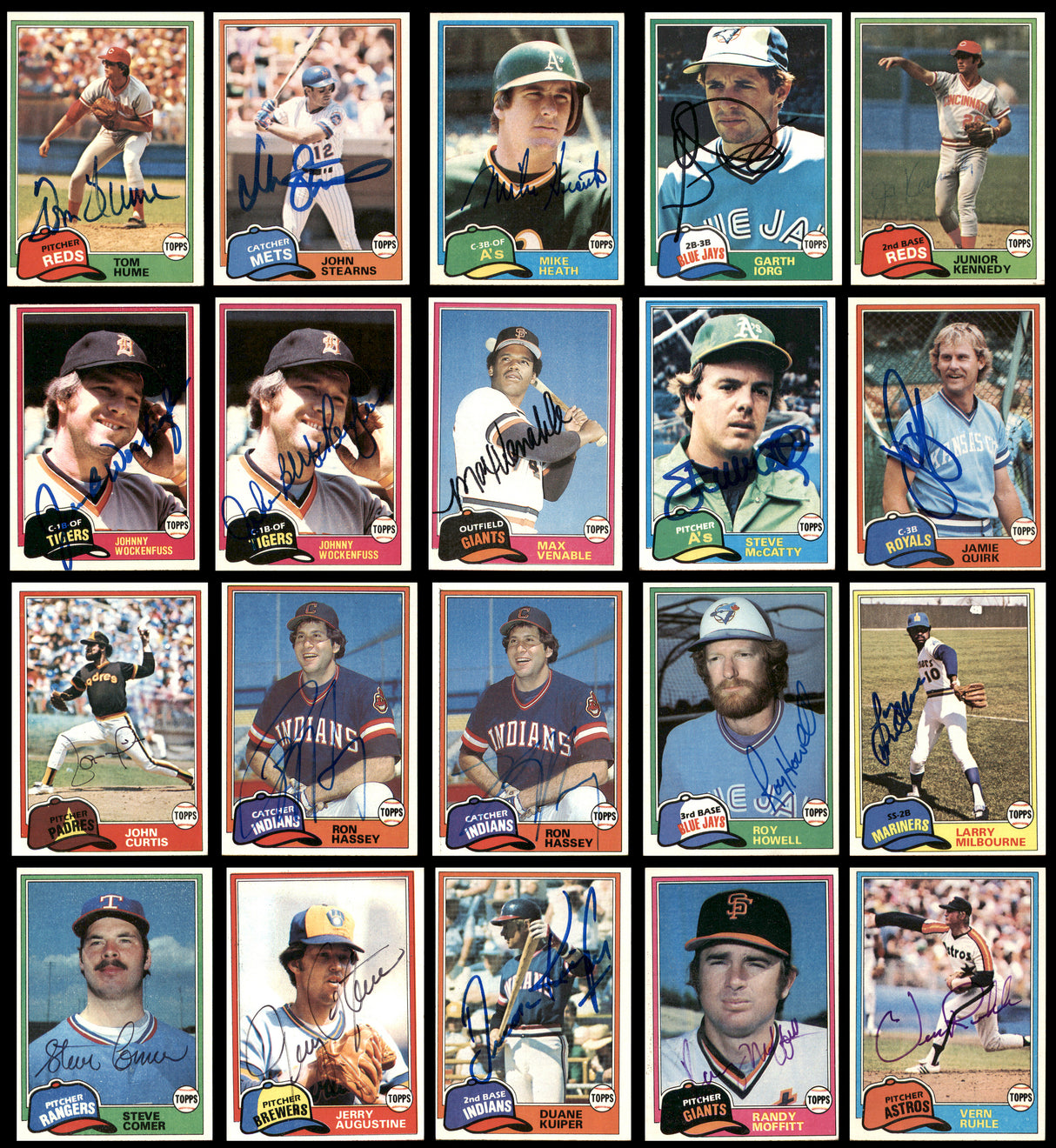 68 Count Lot of Autographed 1981 Topps Baseball Cards SKU #266527