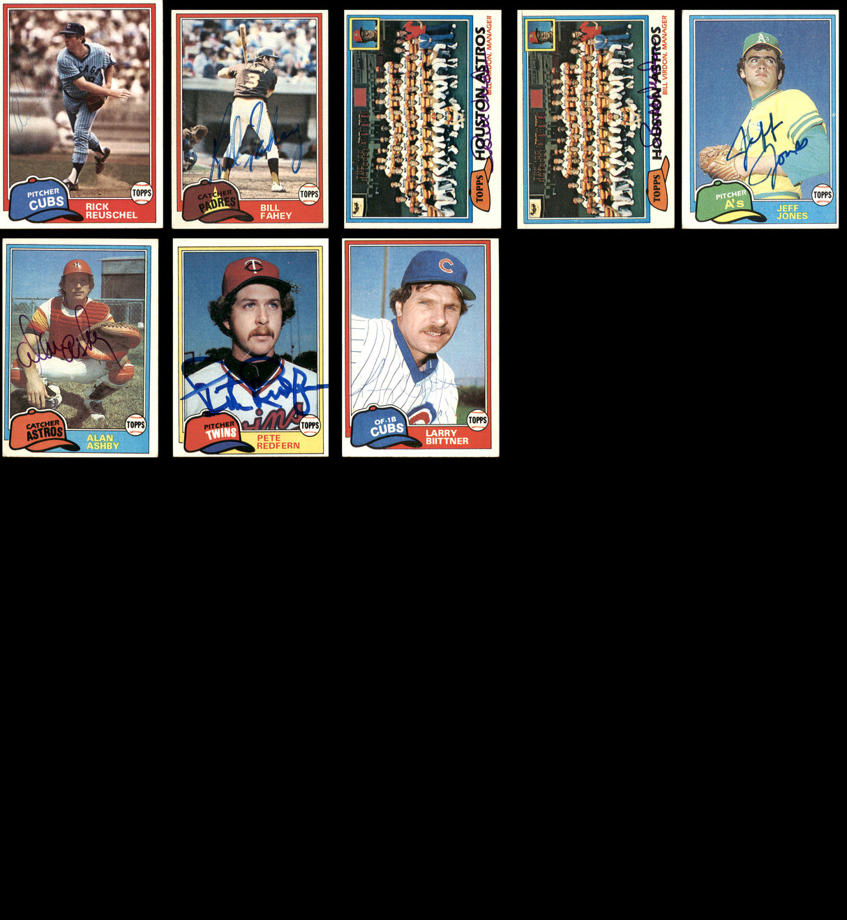 68 Count Lot of Autographed 1981 Topps Baseball Cards SKU #266527