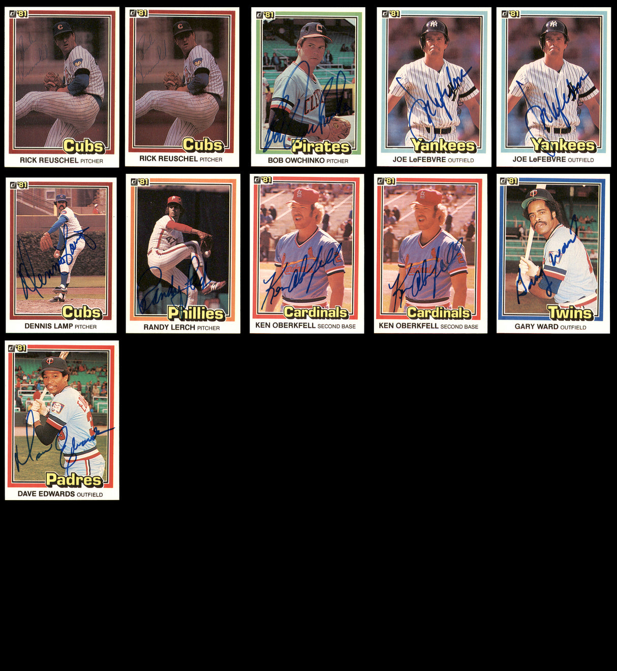91 Count Lot of Autographed 1981 Donruss Baseball Cards SKU #266528