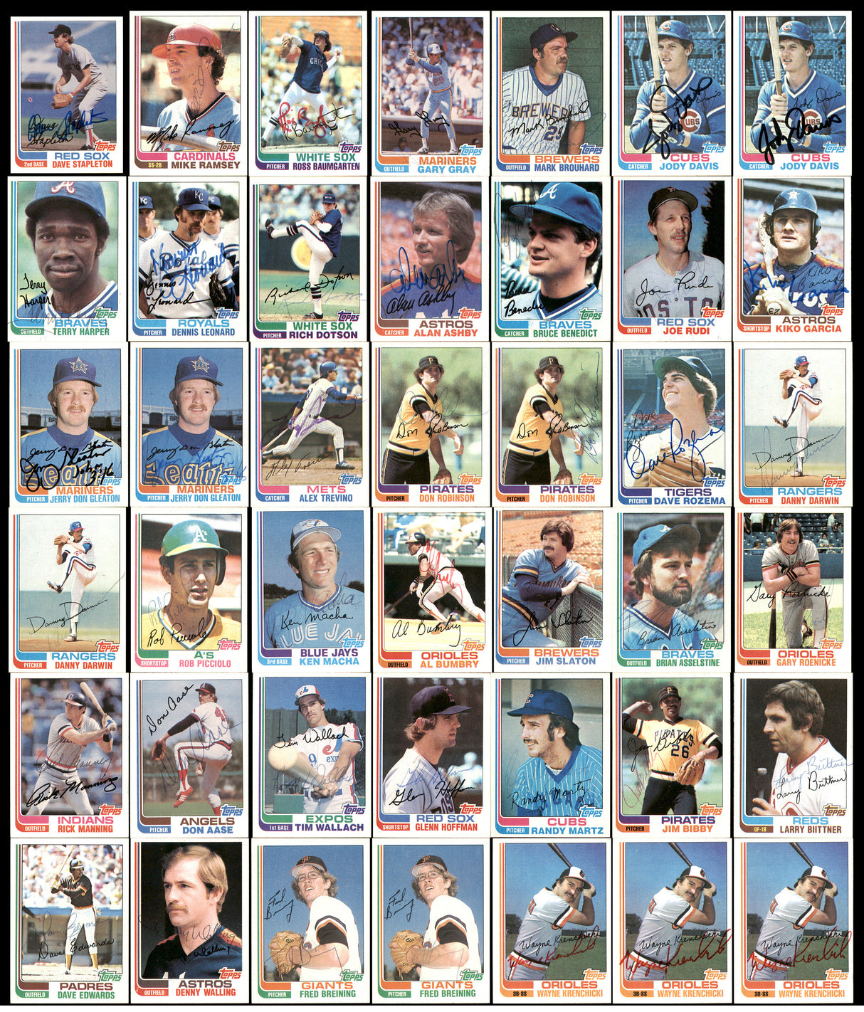 277 Count Lot of Autographed 1982 Topps, Fleer & Donruss Baseball Cards SKU #266529