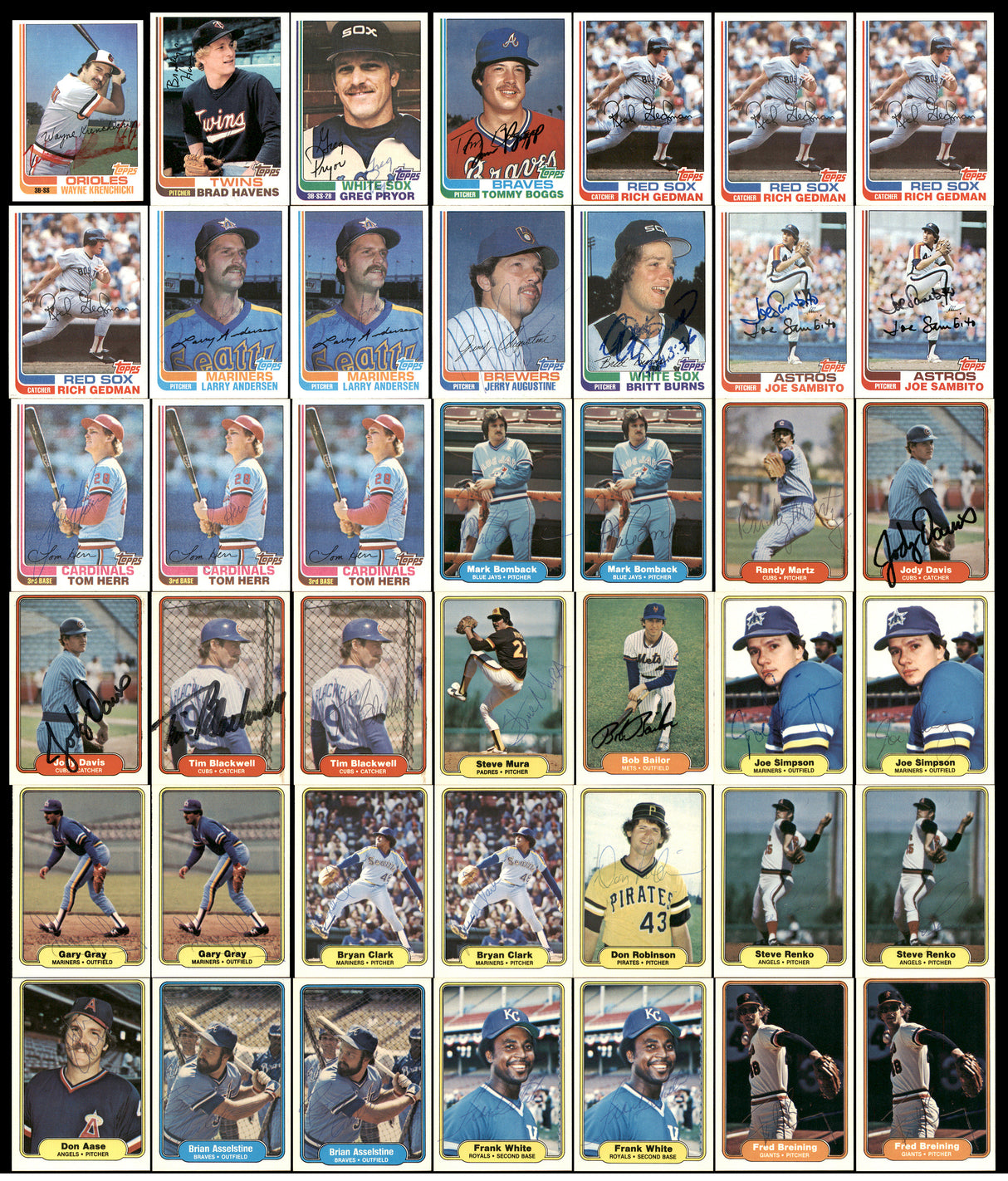 277 Count Lot of Autographed 1982 Topps, Fleer & Donruss Baseball Cards SKU #266529