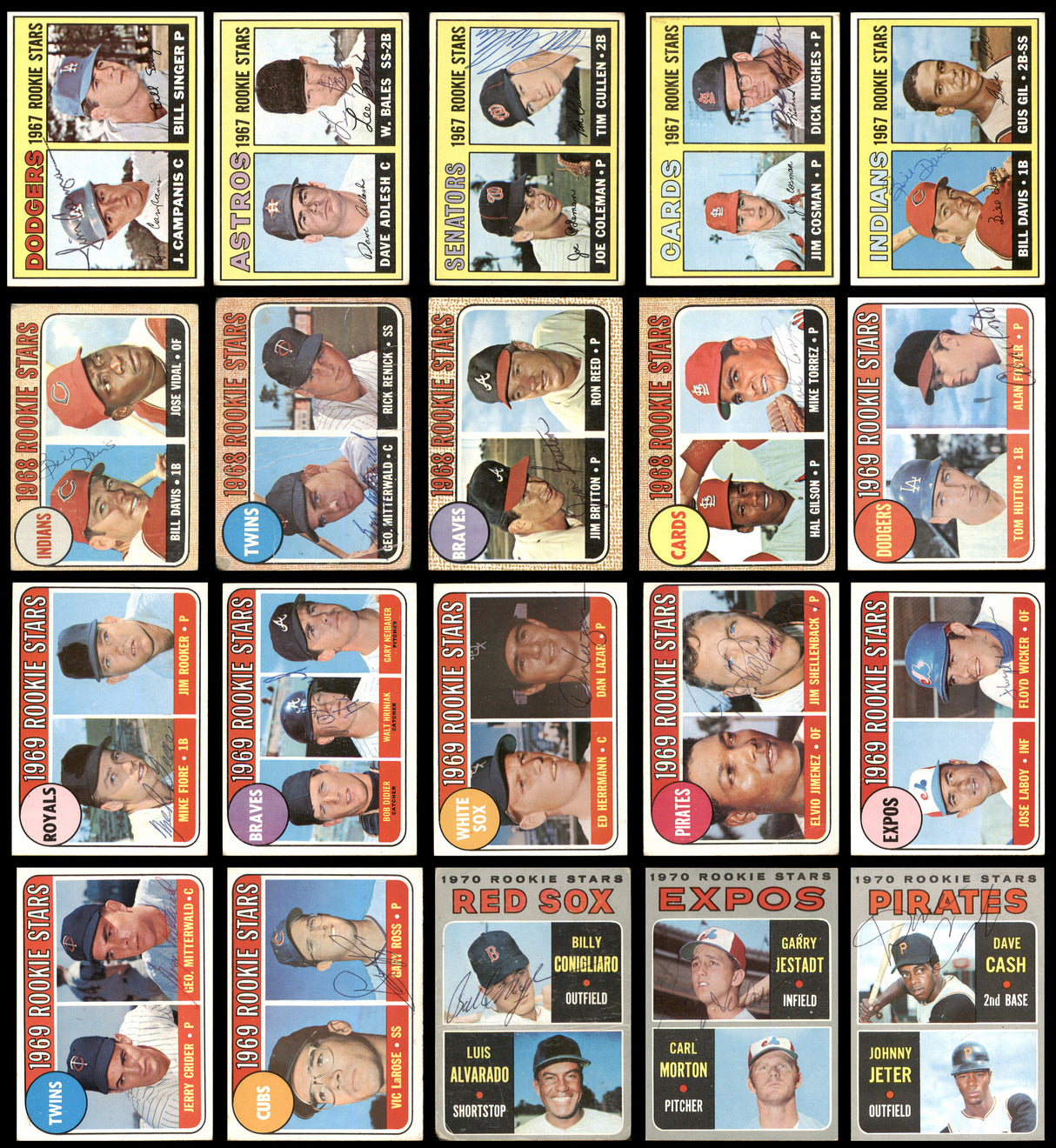144 Count Lot of Autographed 1963-1982 Topps Baseball Rookie Cards (All Different) SKU #266531