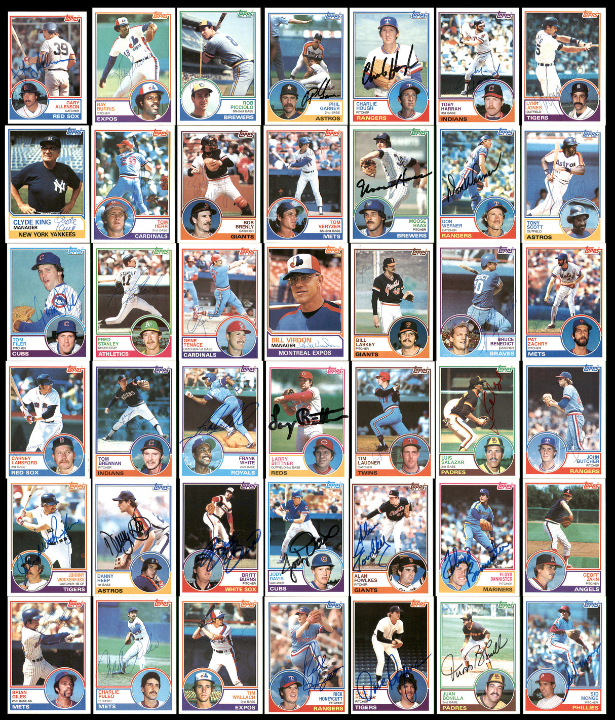 301 Count Lot of Autographed 1983 Topps Baseball Cards (All Different) SKU #266533