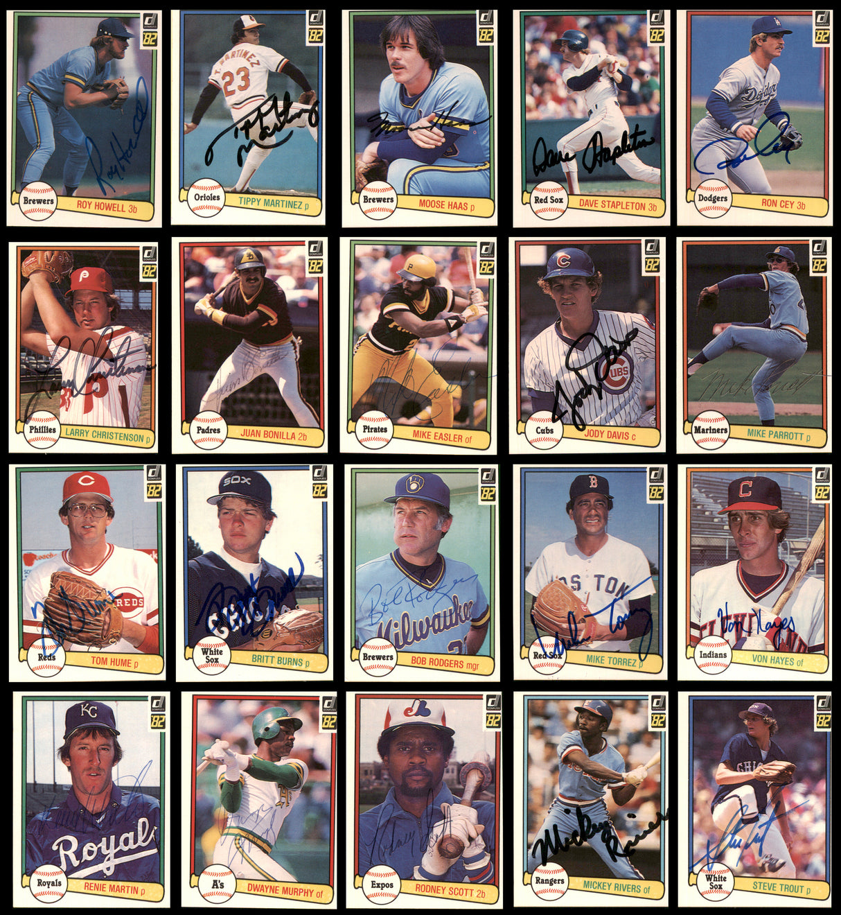 159 Count Lot of Autographed 1982 Donruss Baseball Cards (All Different) SKU #266534