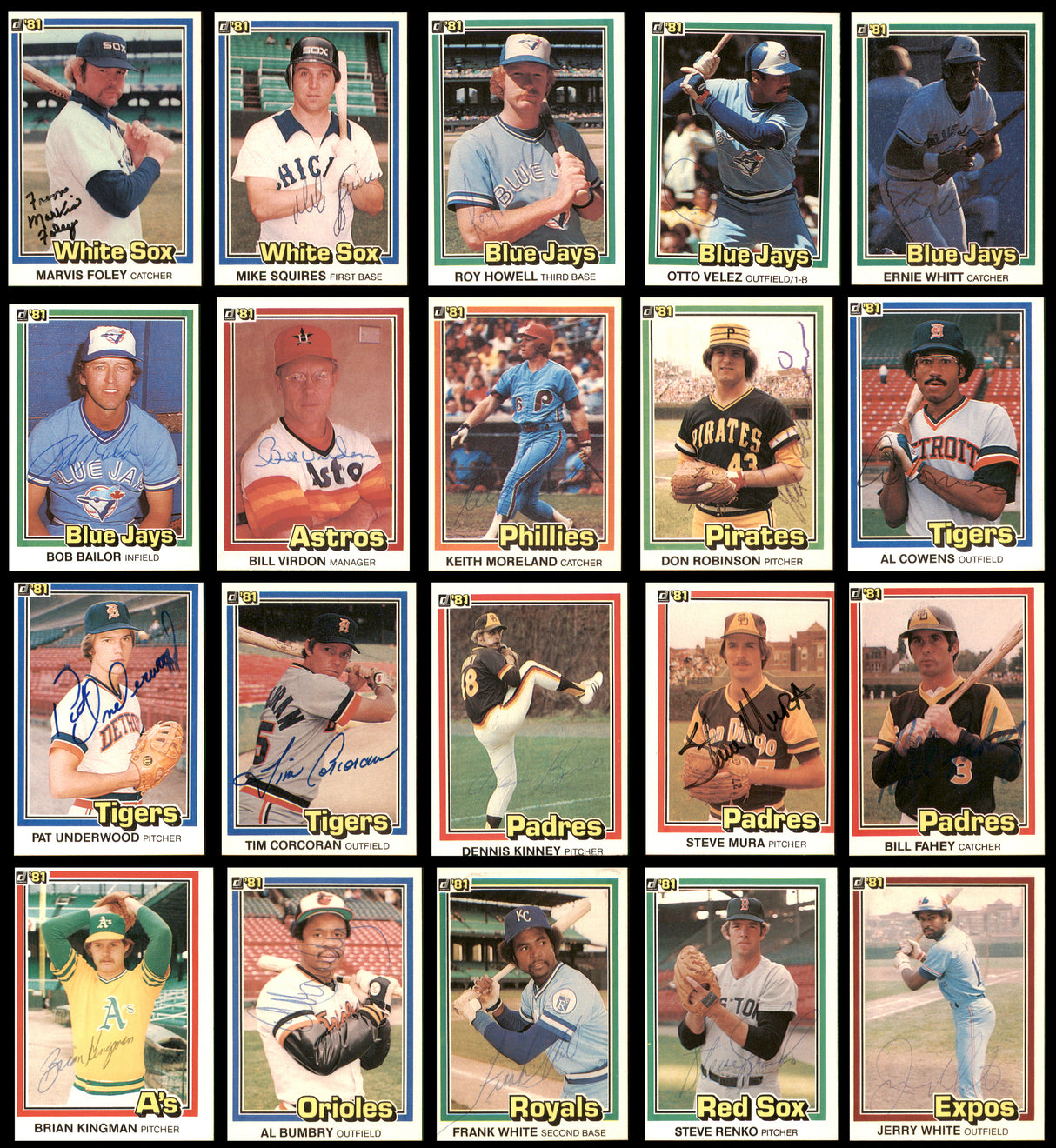 158 Count Lot of Autographed 1981 Donruss Baseball Cards (All Different) SKU #266538