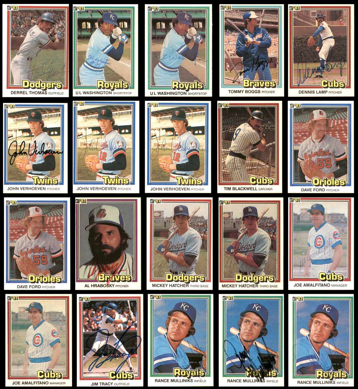 165 Count Lot of Autographed 1981 Donruss Baseball Cards SKU #266539