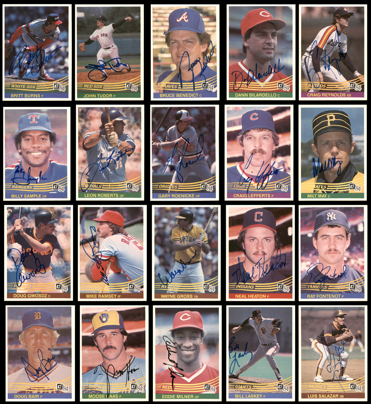 171 Count Lot of Autographed 1984 Donruss Baseball Cards (All Different) SKU #266543