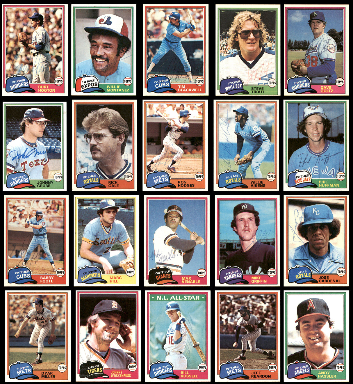 181 Count Lot of Autographed 1981 Topps Baseball Cards (All Different) SKU #266551