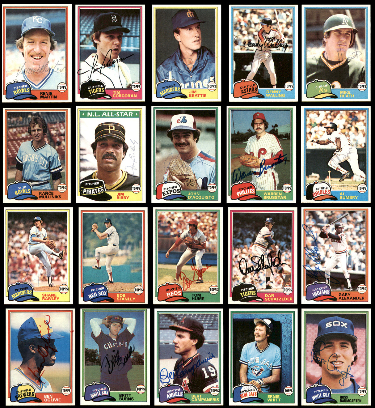 181 Count Lot of Autographed 1981 Topps Baseball Cards (All Different) SKU #266551