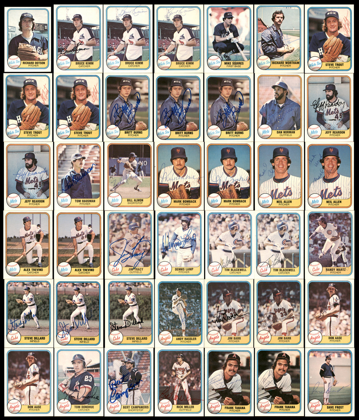 333 Count Lot of Autographed 1981 Fleer Baseball Cards SKU #266554